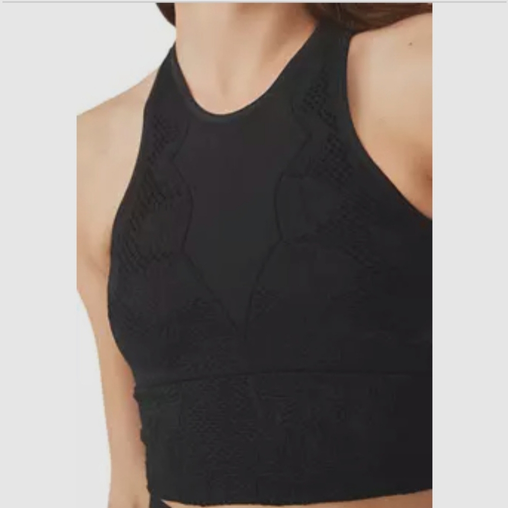 NWOT FREE PEOPLE MOVEMENT EVERY SINGLE TIME FLORAL SPORTS BRA, BLACK, M/L
